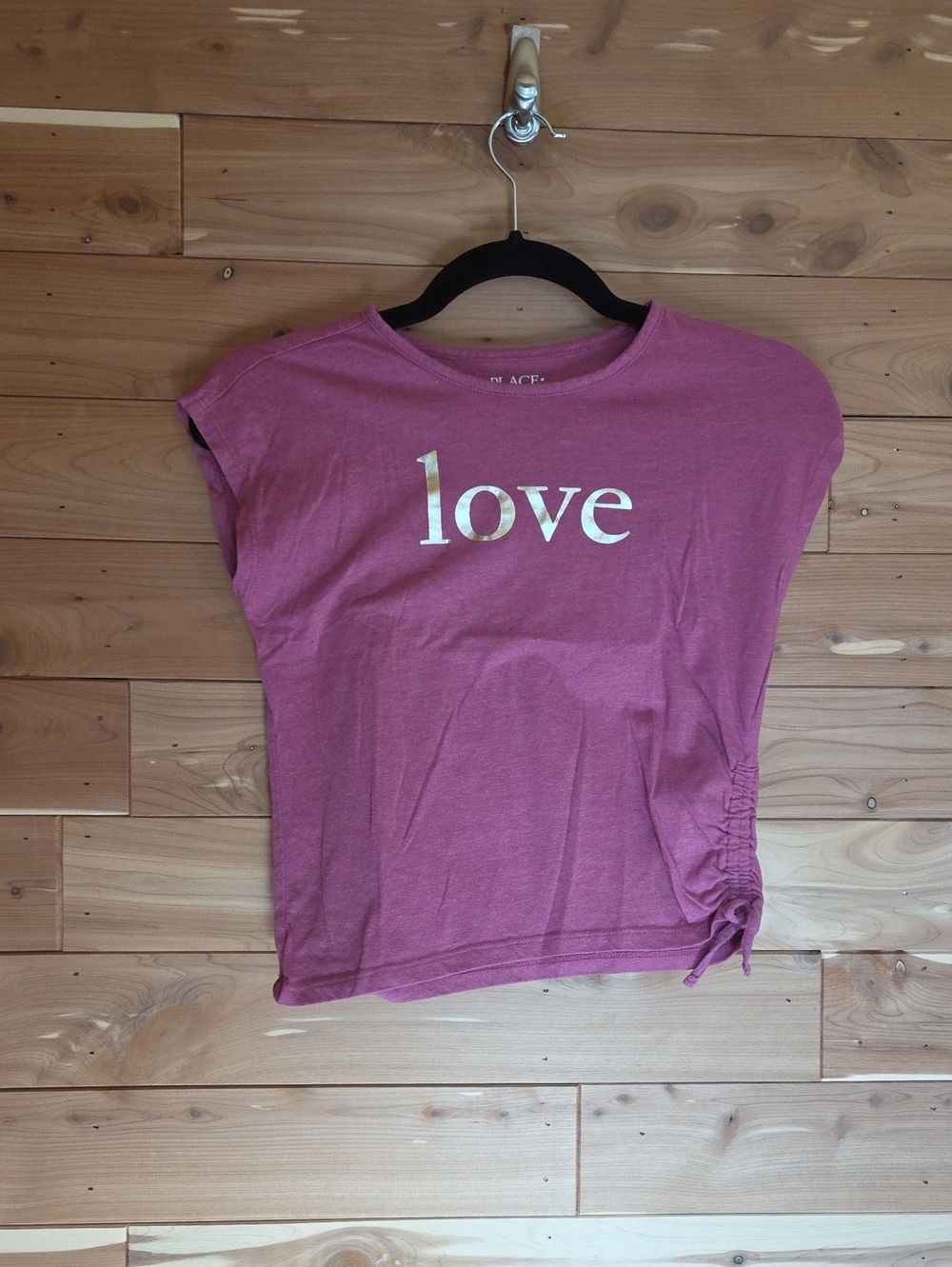 Women’s Pink 'Love' Short Sleeve Tee with Side Tie